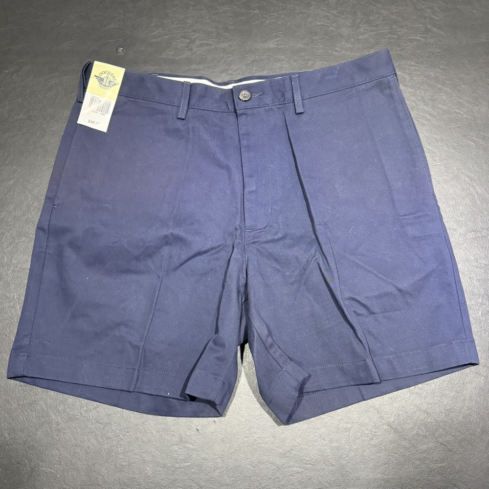 NEW Dockers Chino Shorts Men's Size 34‎ Navy Blue Denim Outdoors Casual Beach